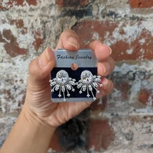 NWT Cubic Zirconia Art Deco Statement Earrings